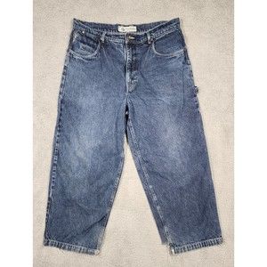 Y2K PHYS.SCI SCIENCE 38x30 Baggy Jeans Mens Denim Wide Leg Skater Pants Thrashed